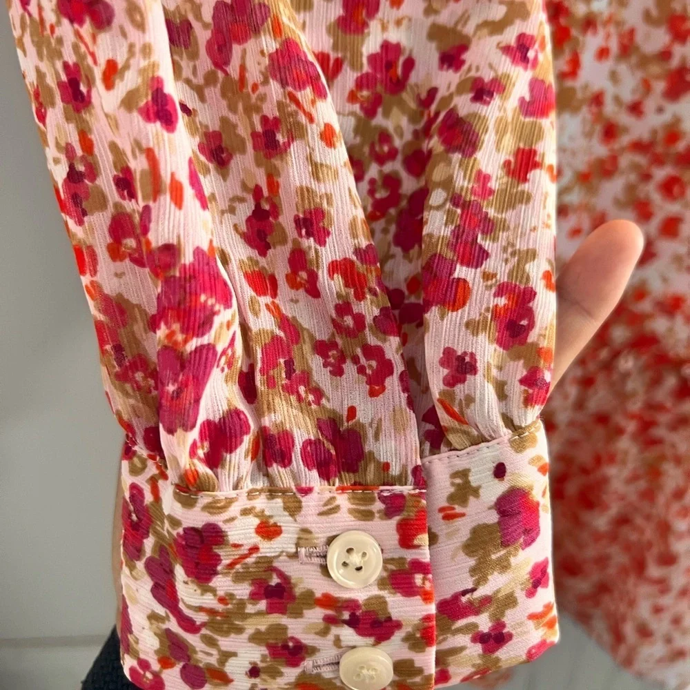 J. Crew Red and White Tiered Bishop Sleeve Dress